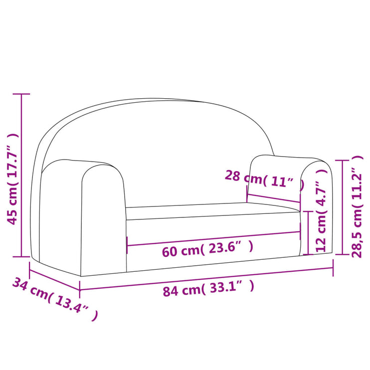 Barnsoffa 2-sits antracit mjuk plysch