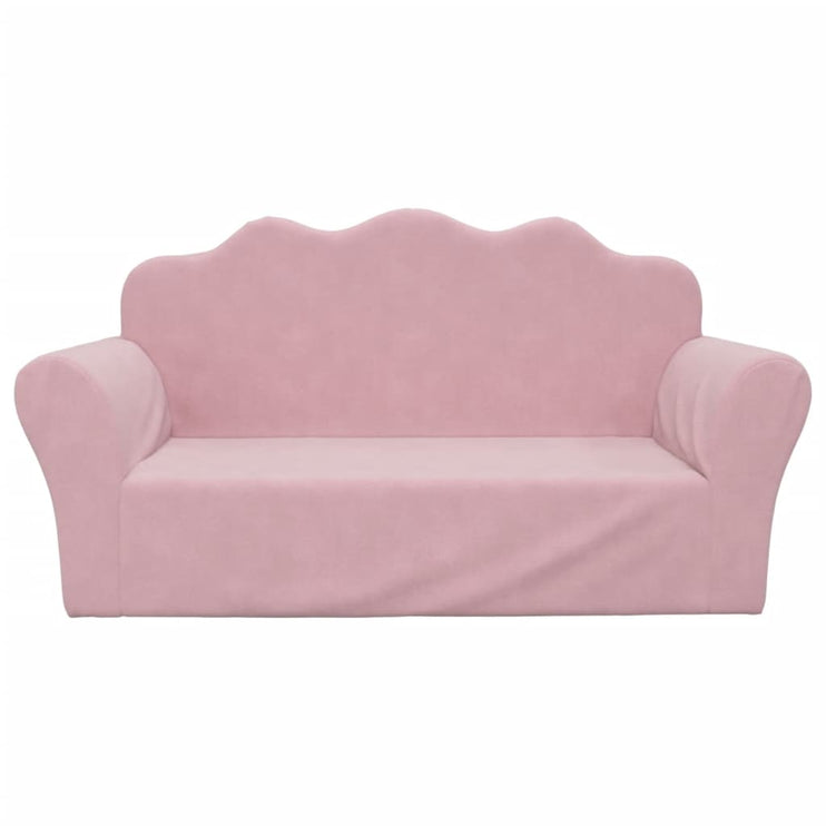 Barnsoffa 2-sits rosa mjuk plysch