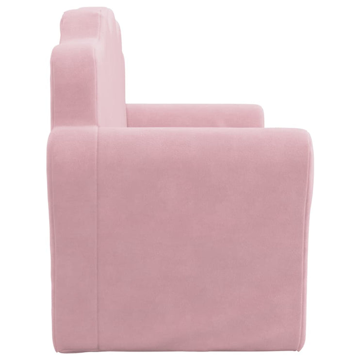 Barnsoffa 2-sits rosa mjuk plysch