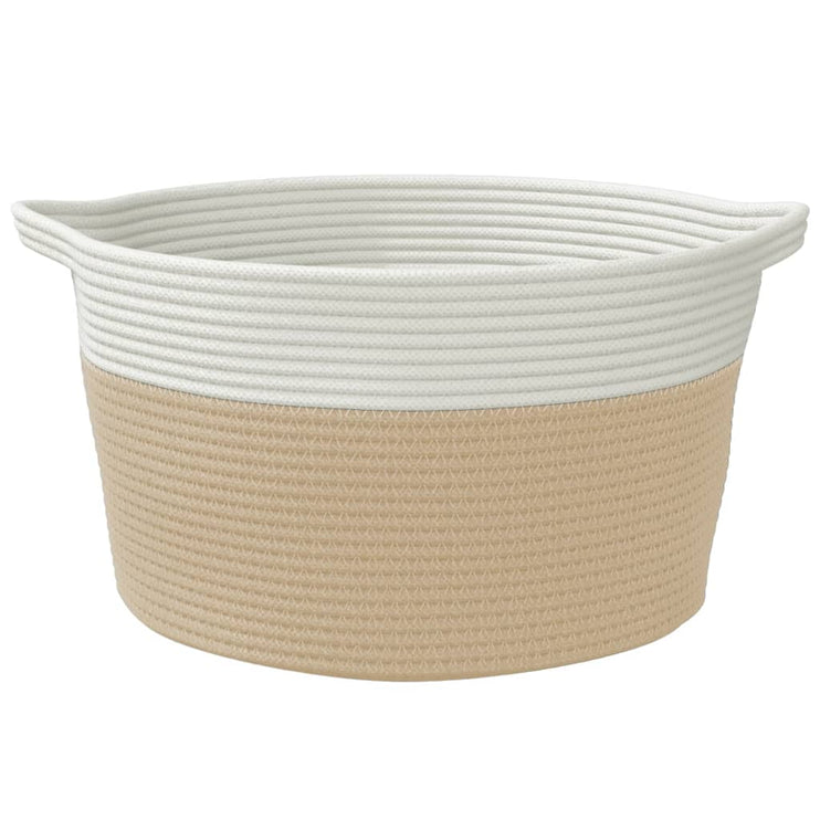 Förvaringskorg beige och vit Ø40x25 cm bomull