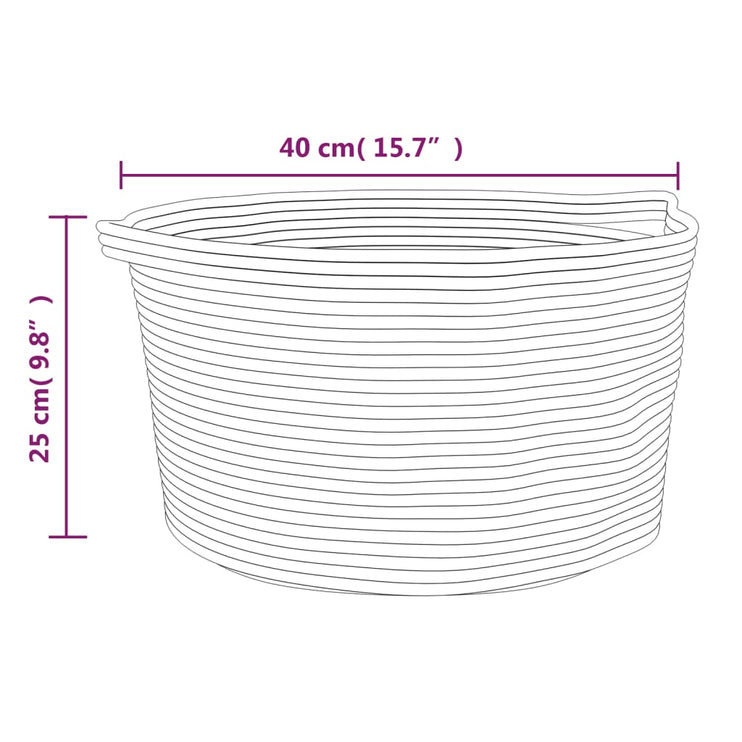 Förvaringskorg brun och vit Ø40x25 cm bomull