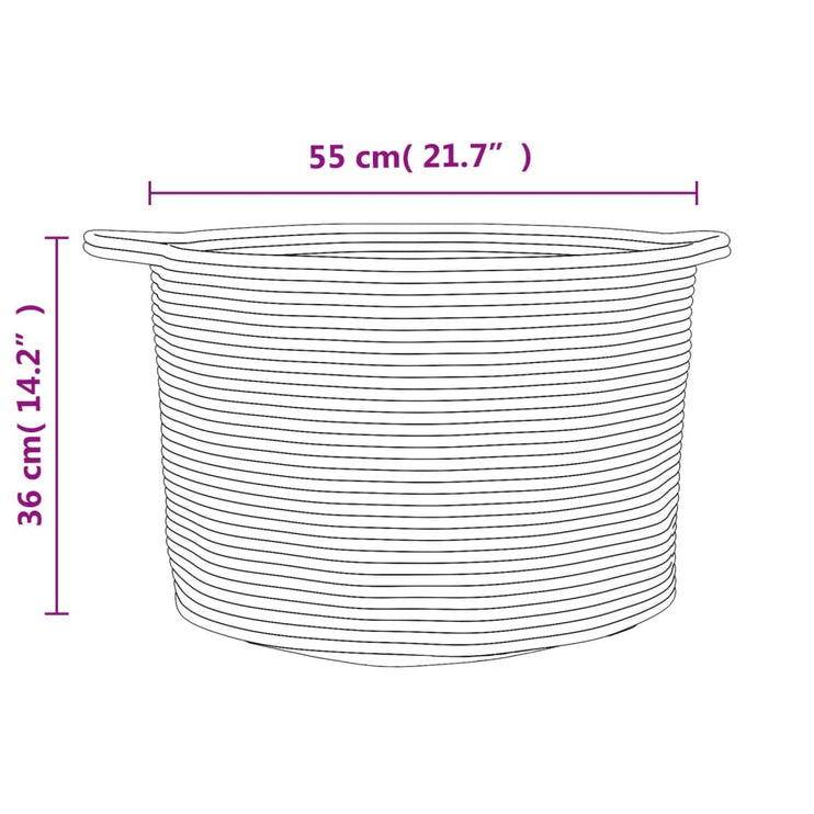 Tvättkorg grå och vit Ø55x36 cm bomull