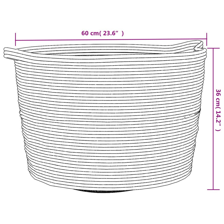 Tvättkorg grå och vit Ø60x36 cm bomull