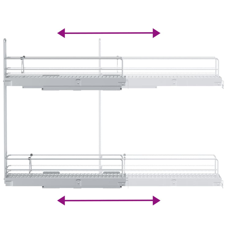Utdragbara trådkorgar 2 våningar silver 47x12x56 cm