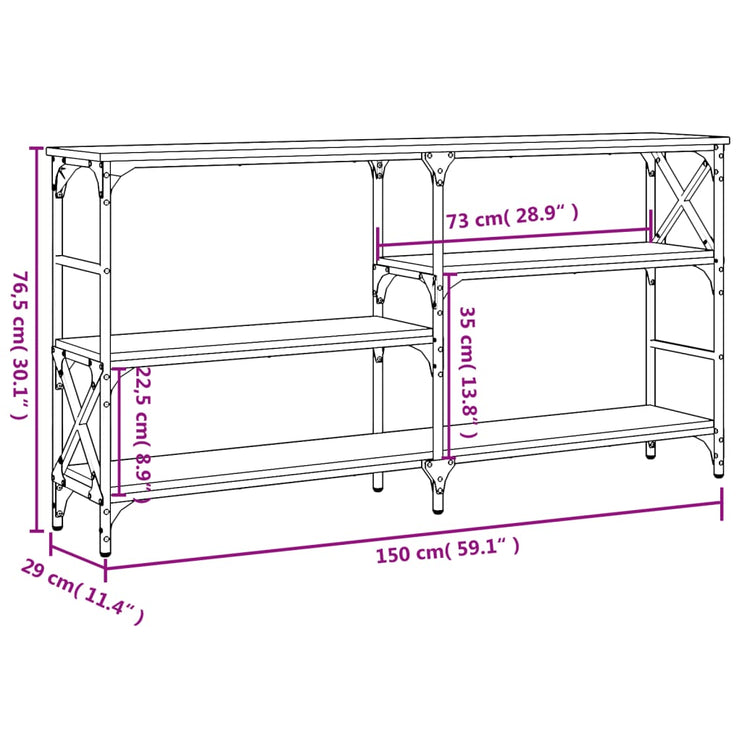 Avlastningsbord sonoma ek 150x29x76,5 cm konstruerat trä