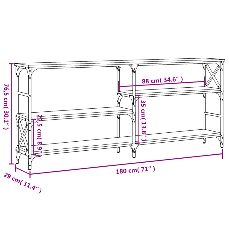 Avlastningsbord sonoma ek 180x29x76,5 cm konstruerat trä