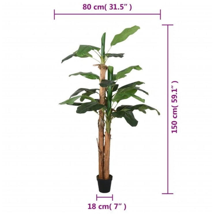 Konstgjord bananträd 18 blad 150 cm grön