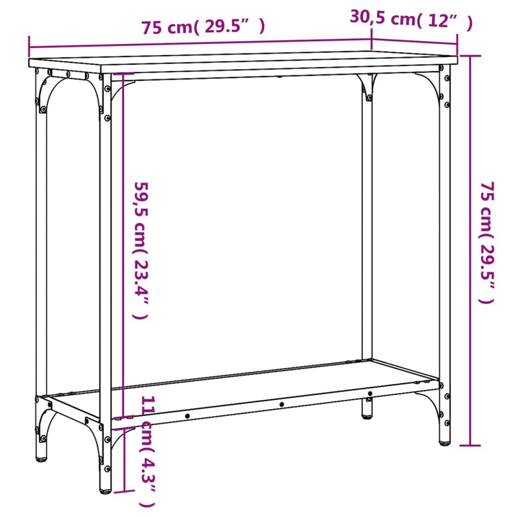 Avlastningsbord rökfärgad ek 75x30,5x75 cm konstruerat trä