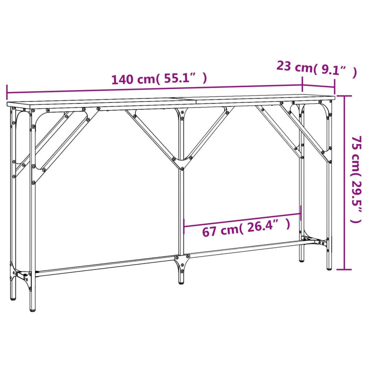 Avlastningsbord sonoma ek 140x23x75 cm konstruerat trä