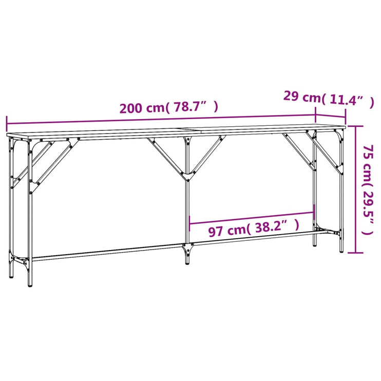 Avlastningsbord sonoma ek 200x29x75 cm konstruerat trä