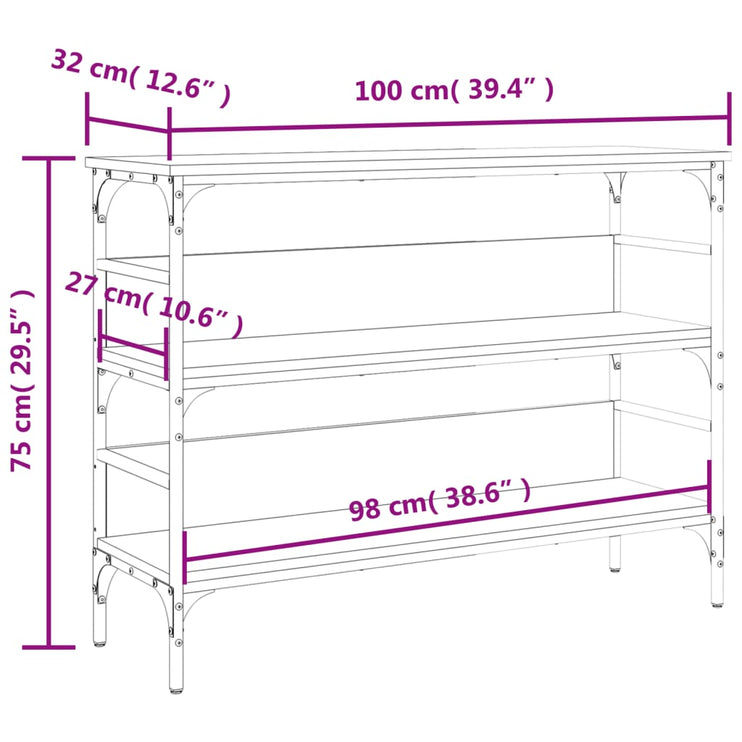 Avlastningsbord sonoma-ek 100x32x75 cm konstruerat trä