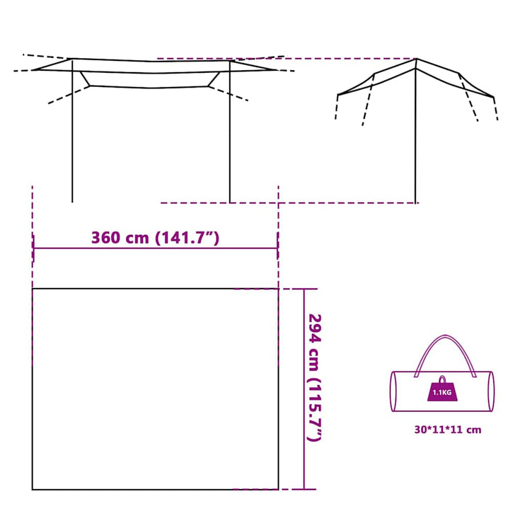 Tarp grå och orange 360x294 cm vattentät