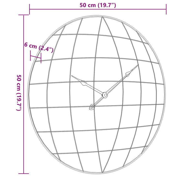 Väggklocka gul&svart Ø50 cm järn och konstruerat trä