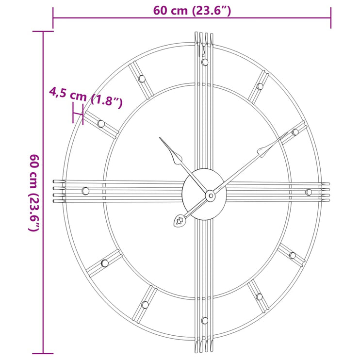 Väggklocka svart Ø60 cm järn