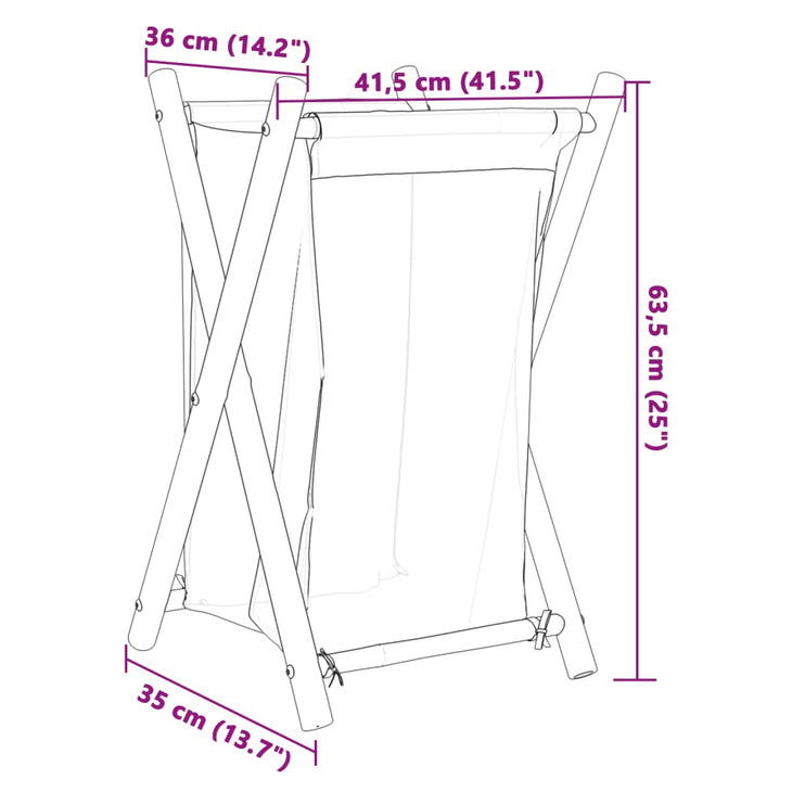 Tvättkorg gräddvit 41,5x36x63,5 cm bambu