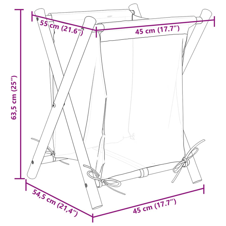 Tvättkorg gräddvit 45x55x63,5 cm bambu