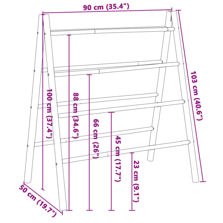 Dubbel handduksstege med 4 stegpinnar 90x50x100 cm bambu