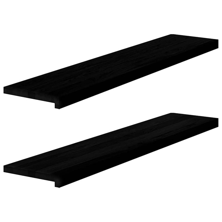 Trappstegsmattor 2 pcs mörkbrun 120x25x2 cm massiv ek