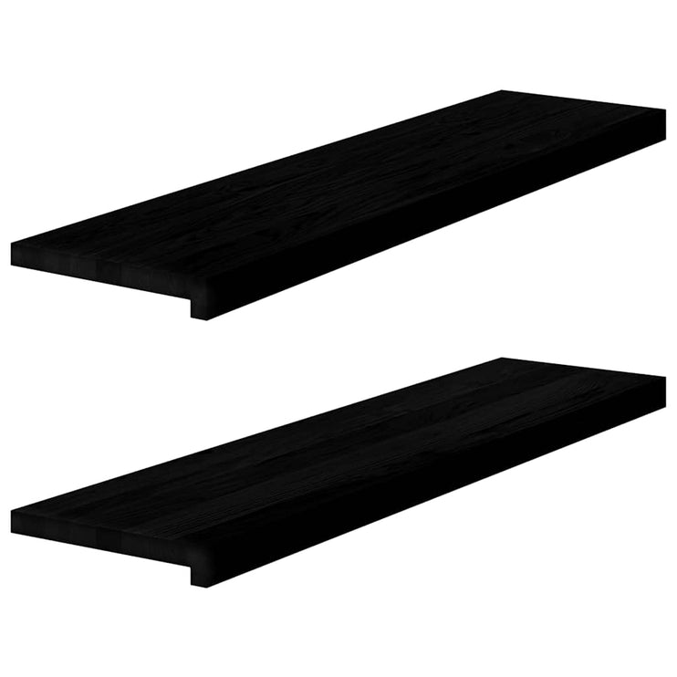 Trappstegsmattor 2 pcs mörkbrun 100x30x2 cm massiv ek