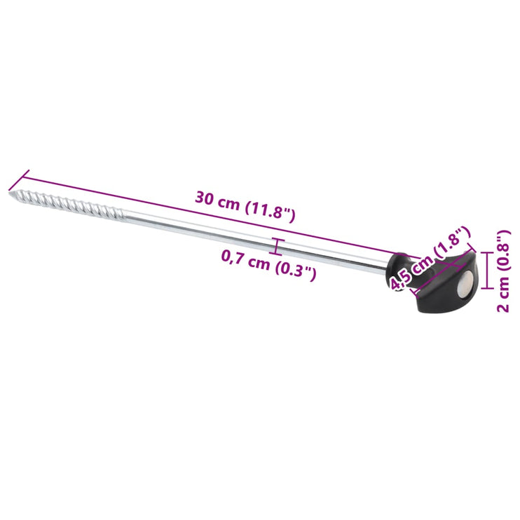 Tältpinnar 24 st 30 cm Ø7 mm galvaniserat stål