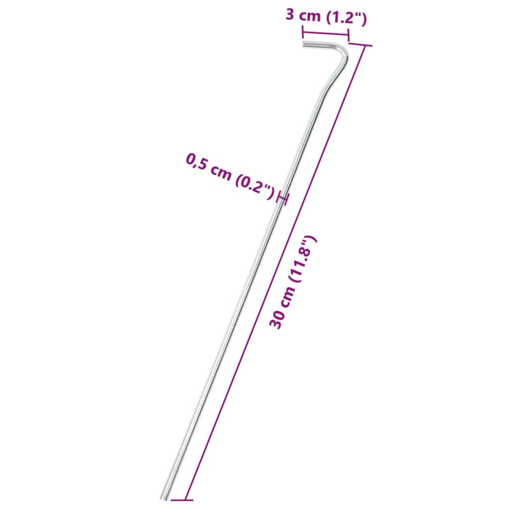 Tältpinnar 50 st 30 cm Ø5 mm galvaniserat stål