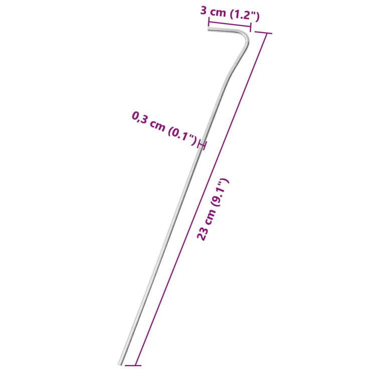 Tältpinnar 25 st 23 cm Ø3 mm galvaniserat stål