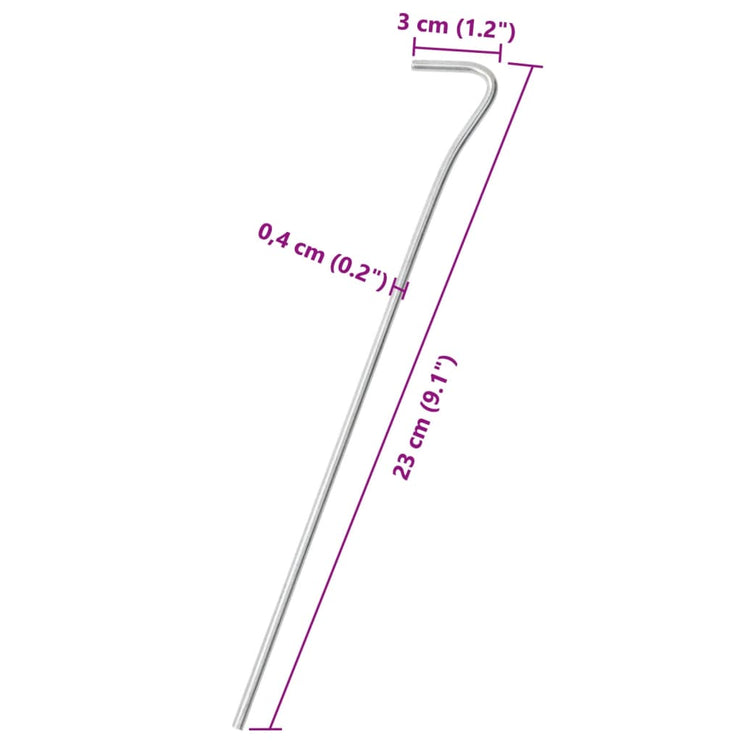 Tältpinnar 50 st 23 cm Ø4 mm galvaniserat stål