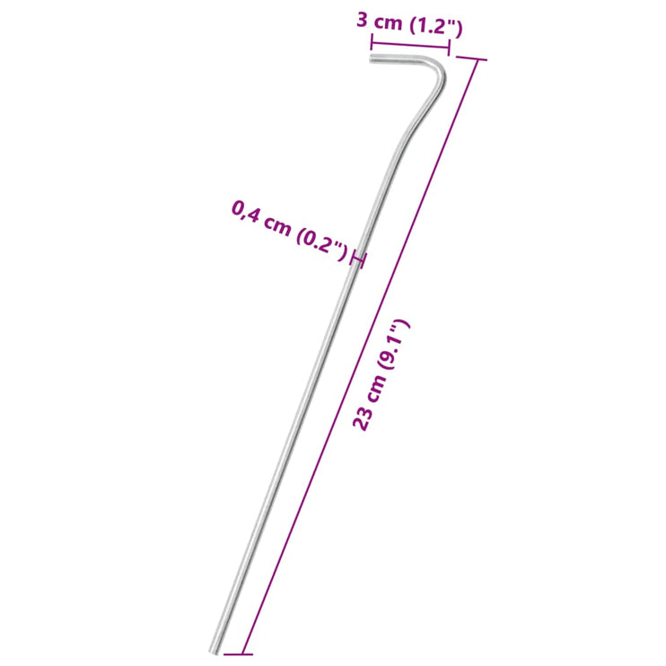 Tältpinnar 25 st 23 cm Ø4 mm galvaniserat stål