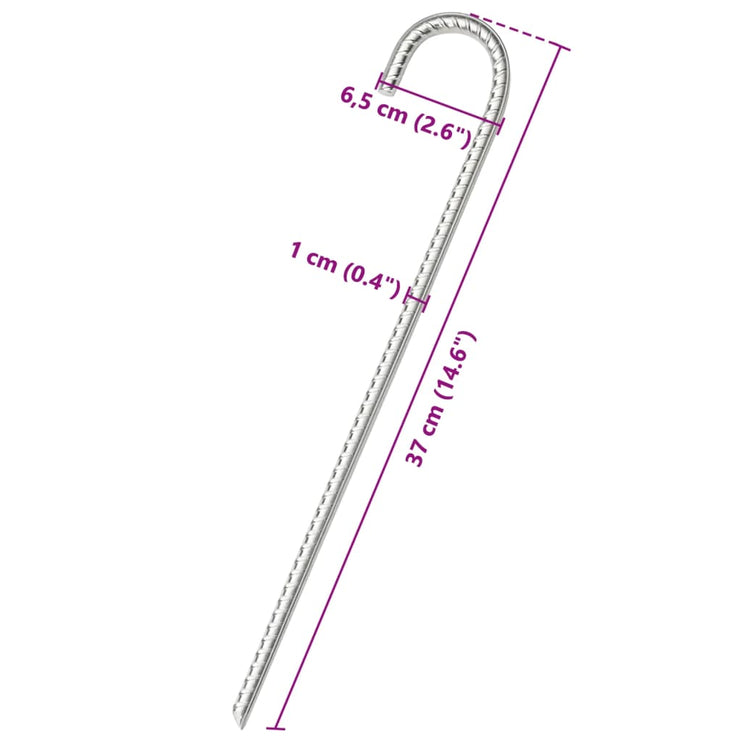 Tältpinnar 6 st 37 cm Ø10 mm galvaniserat stål