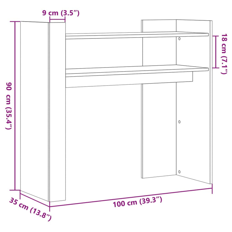 Avlastningsbord vit 100x35x90 cm konstruerat trä