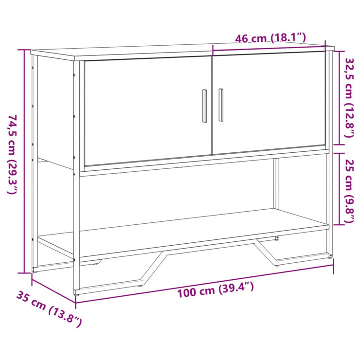 Avlastningsbord rökfärgad ek 100x35x74,5 cm konstruerat trä