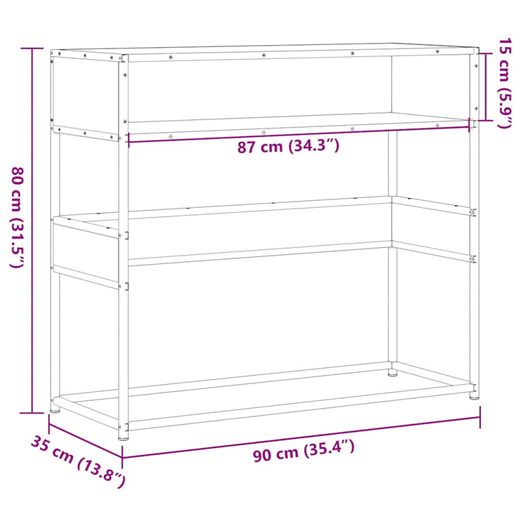 Avlastningsbord sonoma-ek 90x35x80 cm konstruerat trä