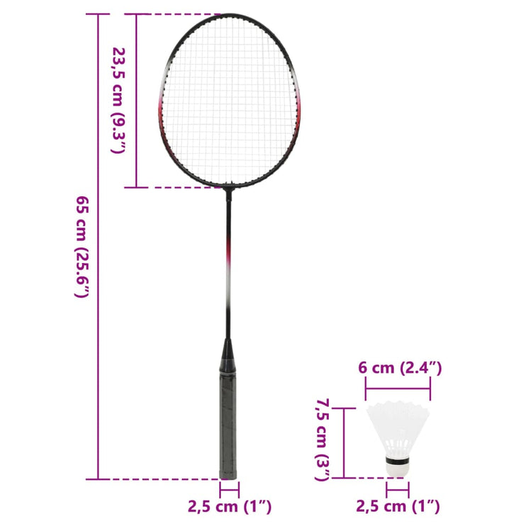 Badmintonset med 2 racketar, nät och förvaring 292x30x152 cm