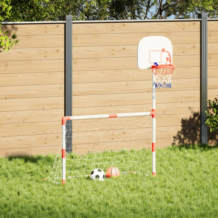 Fotbolls- och basketset för barn med bollar 98x50x70 cm