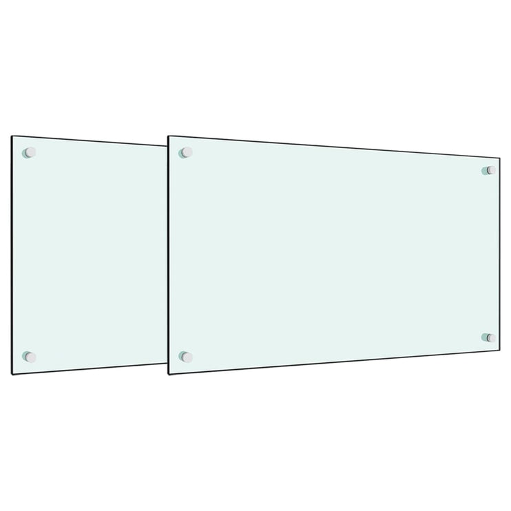 Stänkskydd 2 st vit 70x40 cm härdat glas