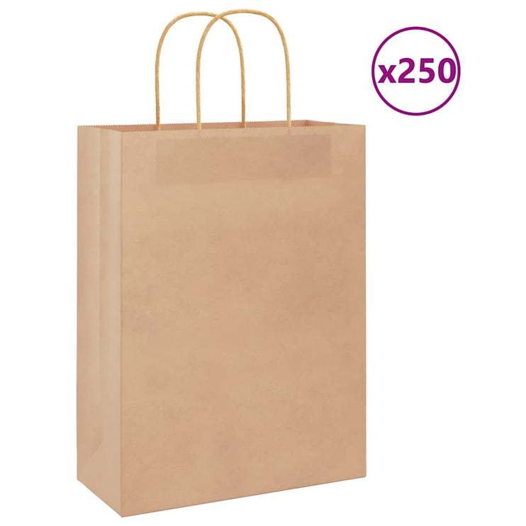 Kraftpapperspåsar 250 st med handtag brun 26x12x35 cm