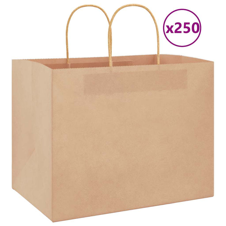 Kraftpapperspåsar 250 st med handtag brun 32x22x24 cm