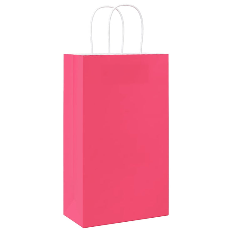 Kraftpapperspåsar 50 st med handtag rosa 21x11x36 cm