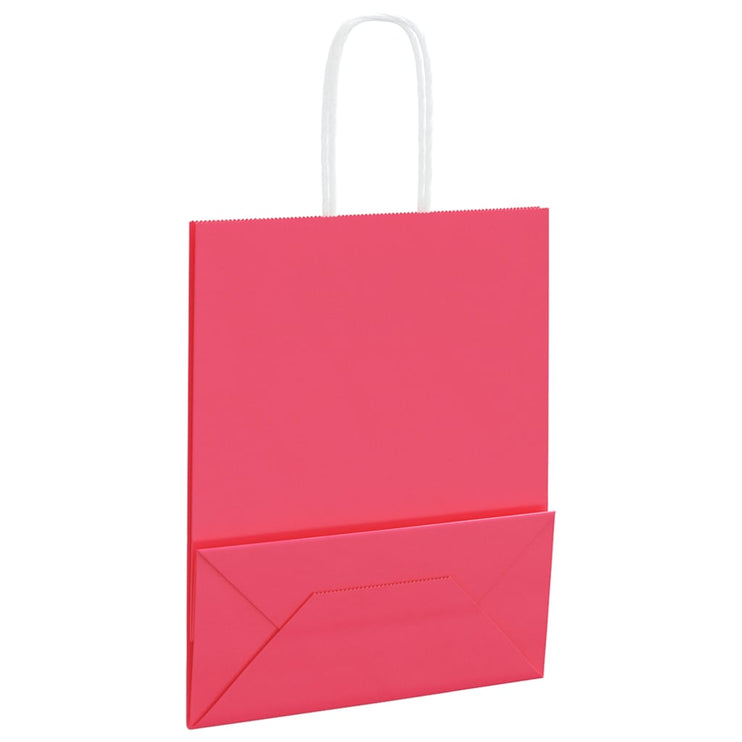 Kraftpapperspåsar 250 st med handtag rosa 18x8x22 cm