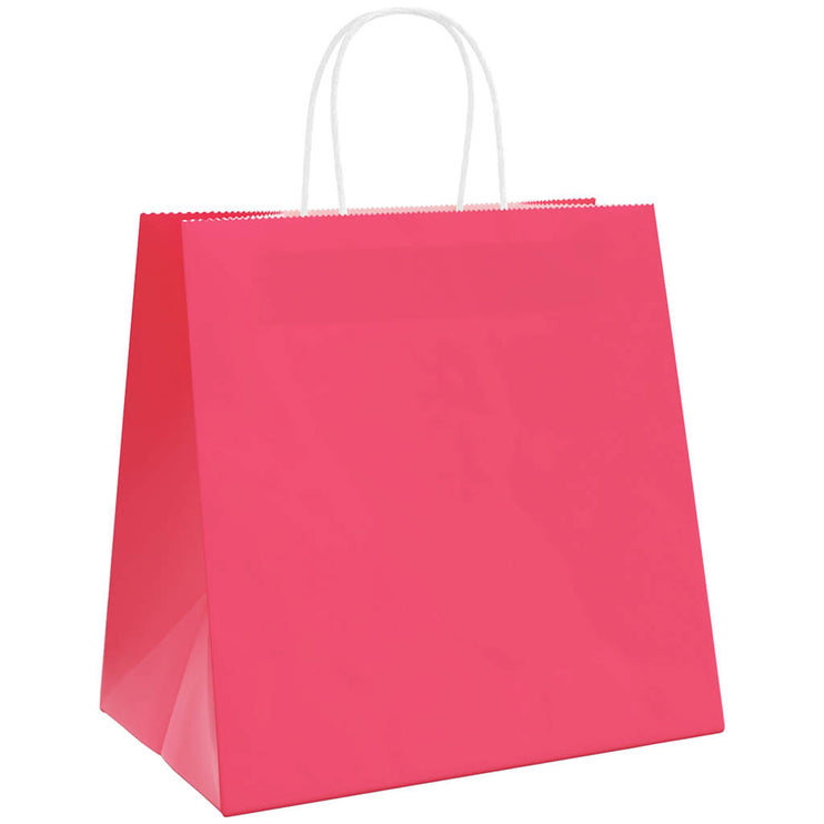 Kraftpapperspåsar 250 st med handtag rosa 26x17x25 cm