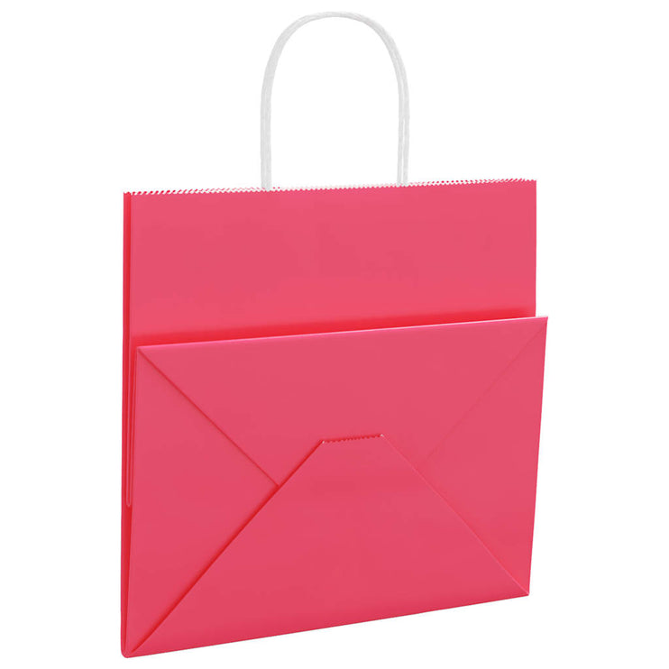 Kraftpapperspåsar 250 st med handtag rosa 26x17x25 cm