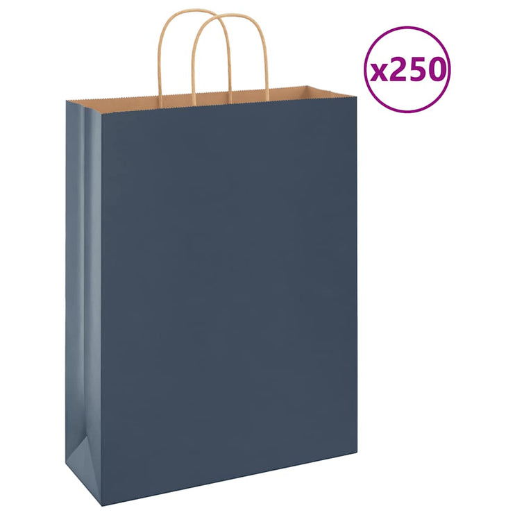 Kraftpapperspåsar 250 st med handtag blå 32x12x42 cm