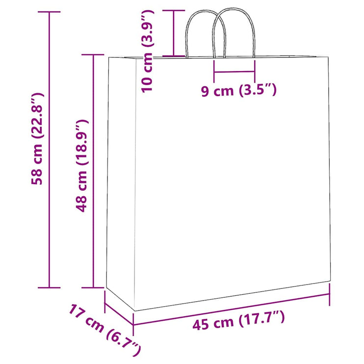 Kraftpapperspåsar 50 st med handtag röd 45x17x48 cm