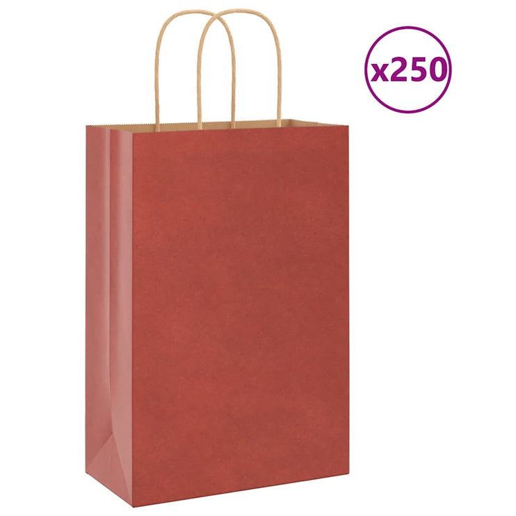 Kraftpapperspåsar 250 st med handtag röd 21x11x31 cm