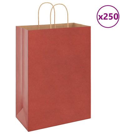 Kraftpapperspåsar 250 st med handtag röd 32x17x44 cm