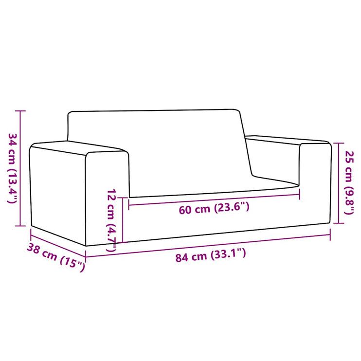 Barnsoffa 2-sits gräddvit mjuk plysch