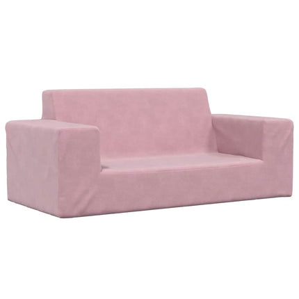 Barnsoffa 2-sits rosa mjuk plysch