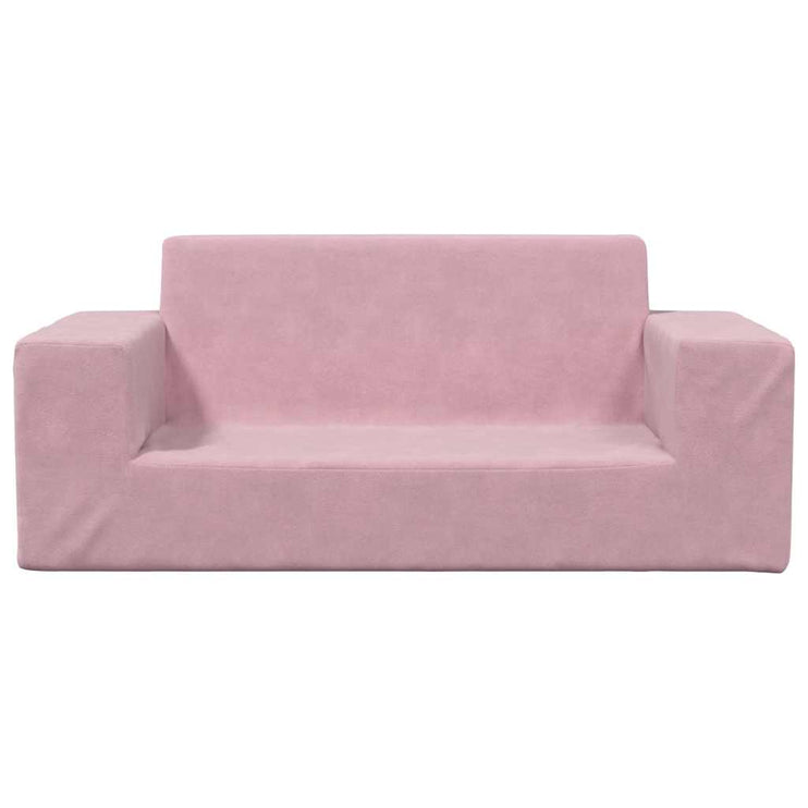 Barnsoffa 2-sits rosa mjuk plysch