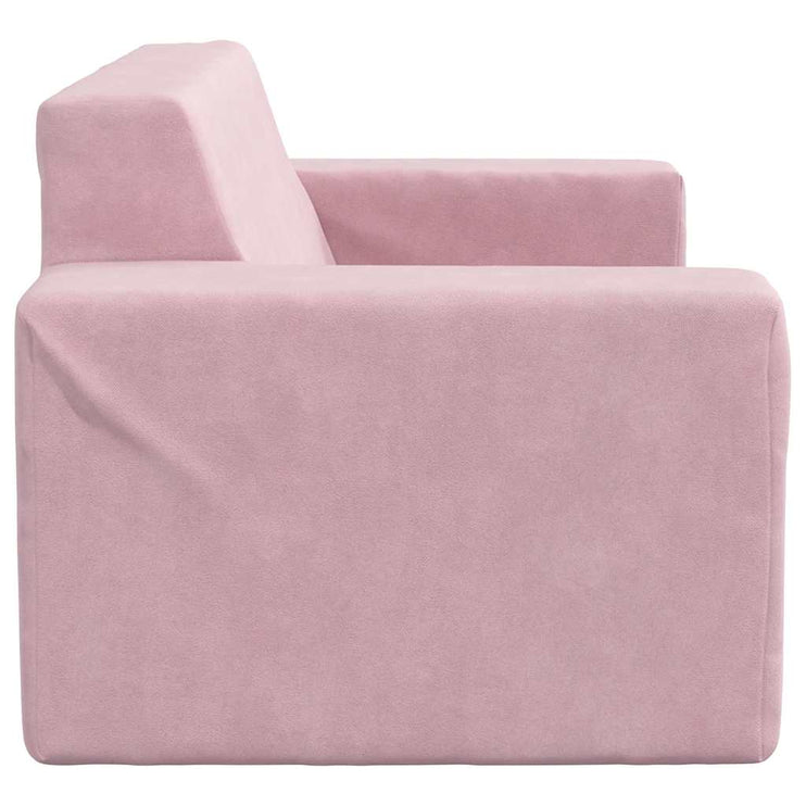 Barnsoffa 2-sits rosa mjuk plysch