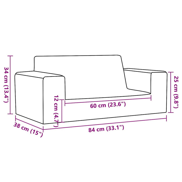 Barnsoffa 2-sits rosa mjuk plysch